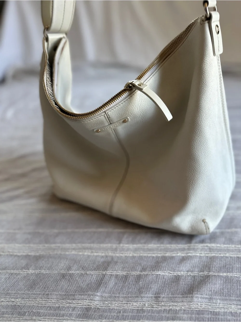 KATE SPADE NY Bone Pebbled Leather Vintage Y2K Hobo Bag Shoulder Purse